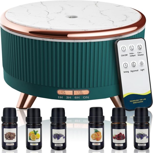 Essential Oil Diffusers for Home 500ml,Aromatherapy Diffusers for Essential Oils Large Room with R/C,7 Colors Lights & 3 Mist Mode with 6/Set Oils Waterless Auto Off for Women,Bedroom,Meditation Decor - Image 18