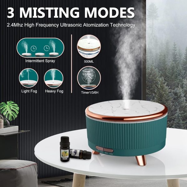 Essential Oil Diffusers for Home 500ml,Aromatherapy Diffusers for Essential Oils Large Room with R/C,7 Colors Lights & 3 Mist Mode with 6/Set Oils Waterless Auto Off for Women,Bedroom,Meditation Decor - Image 23