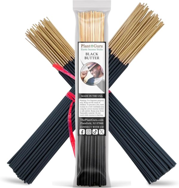 Black Butter Incense Sticks 11" - 1 Bundle 85 to 100 Sticks - Smooth and Clean Long Burn Time, 45 to 60 Minutes.