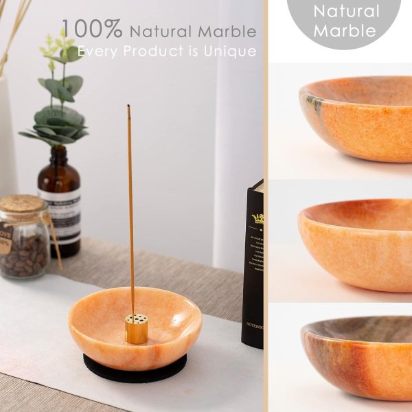 Rare Natural Red Marble Incense Holder, Beautiful Incense Burner for Meditation, 9 Incense Holes Suitable for Most Incense Types, Easily Grab All Incense Ash (Sunset Red) - Image 5