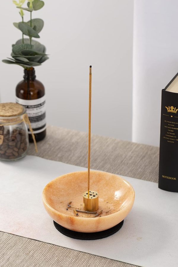 Rare Natural Red Marble Incense Holder, Beautiful Incense Burner for Meditation, 9 Incense Holes Suitable for Most Incense Types, Easily Grab All Incense Ash (Sunset Red) - Image 7