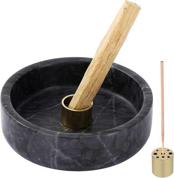 Palo Santo Holder, Natural Marble Incense Burner for Palo Santo Sticks, Handmade Palo Santo Wood Incense Stick Holder(Natural Black)