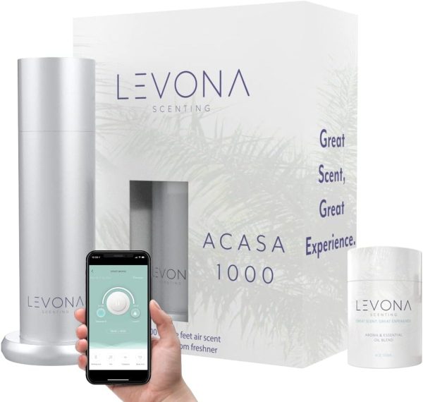 Levona Scent Essential Oil Diffuser - Plug in Air Freshener for Home, Essential Household Supplies & Hotel Use, Waterless Diffuser & Nebulizer, 1000 sqft - Acasa 1000, Gold (120ml Oil Included) - Image 9