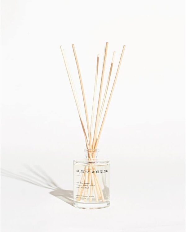 Brooklyn Candle Studio Reed Scent Diffuser - Sunday Morning - Relaxing Oil Diffuser, Pear, Jasmine & Amber Fragrance, 8 Rattan Diffuser Reeds, Clean Ingredients - 3.7oz - Image 3