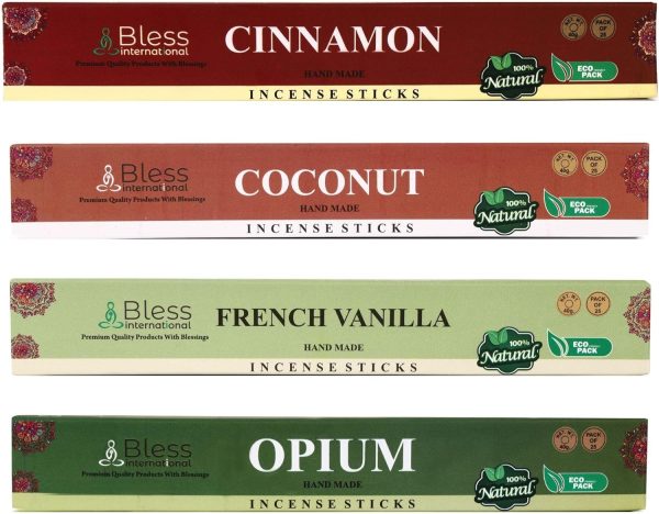 Bless-International-Frankincense-and-Myrrh-Patchouli-Rose-Sandalwood-Nag-Champa-White-Sage Natural-Handmade-Organic-for-Relaxation-Positivity-Yoga-Meditation 150-Sticks-25x6-Fragrances with Holder - Image 15