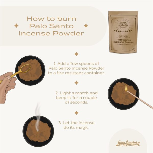 Luna Sundara Palo Santo Incense Powder from 100% Wild Peruvian Palo Santo 4oz Sustainably Palo Santo Wood Powder for Smudging and Homemade Incense (Powder of Palo Santo (Bursera Graveolens Wood)) - Image 3