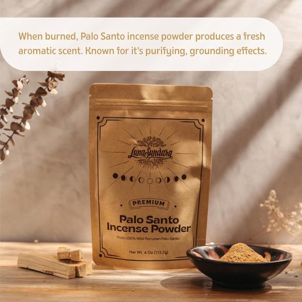 Luna Sundara Palo Santo Incense Powder from 100% Wild Peruvian Palo Santo 4oz Sustainably Palo Santo Wood Powder for Smudging and Homemade Incense (Powder of Palo Santo (Bursera Graveolens Wood)) - Image 6