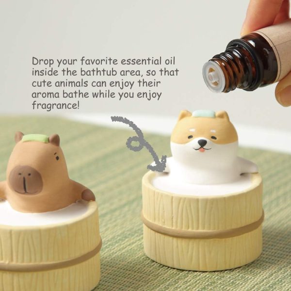 Aroma Ceramic Stone Diffuser [Japan Import] Aromatherapy Essential Oil Diffuser, Non Electric, Passive, Unique, Cute, Animal, Design for Women, Men, and Gifts (Bathing Cat) - Image 4