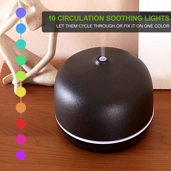 Ceramic Essential Oil Diffusers for Home Large Room, Aromatherapy Scent Air Diffuser Ultrasonic Aroma Defusers 500ml with TimedBlack- C - Image 3