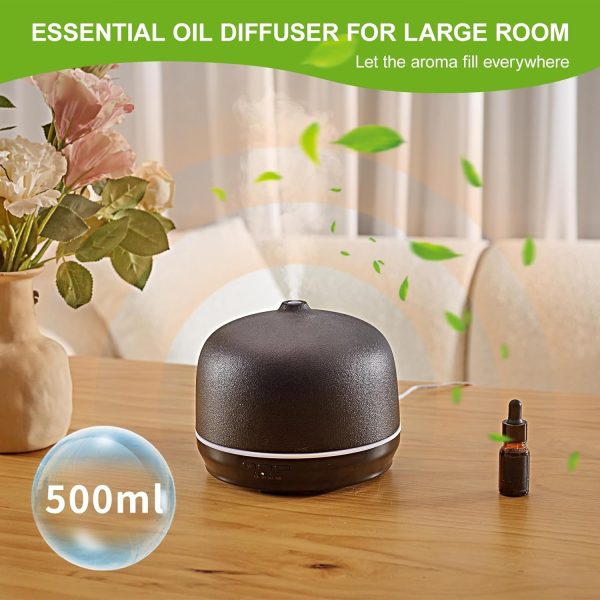 Ceramic Essential Oil Diffusers for Home Large Room, Aromatherapy Scent Air Diffuser Ultrasonic Aroma Defusers 500ml with TimedBlack- C - Image 4