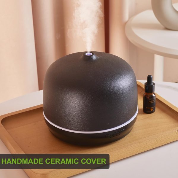 Ceramic Essential Oil Diffusers for Home Large Room, Aromatherapy Scent Air Diffuser Ultrasonic Aroma Defusers 500ml with TimedBlack- C - Image 6