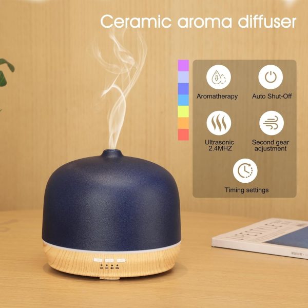 Ceramic Essential Oil Diffusers for Home Large Room, Aromatherapy Scent Air Diffuser Ultrasonic Aroma Defusers 500ml with TimedBlack- C - Image 21