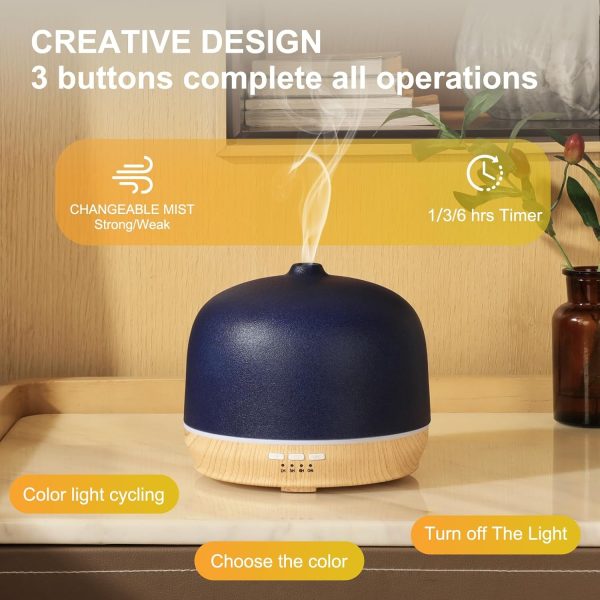 Ceramic Essential Oil Diffusers for Home Large Room, Aromatherapy Scent Air Diffuser Ultrasonic Aroma Defusers 500ml with TimedBlack- C - Image 26