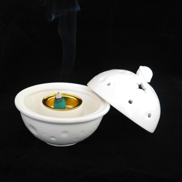 Ceramic Moon Incense Holder, Handmade Palo Santo Holder, Candle Holder for Burning Sage,Sage Smudge Bowl, Charcoal Bakhoor Incense Burner, Round Incense Cone Holder (Star) - Image 7