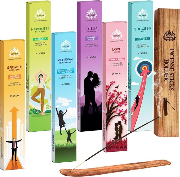 Aromatic Incense Sticks Gift Set 120 Natural & Non-Toxic Incense Sticks | 6 Soothing Scents | Home, Meditation, Relaxation & Yoga | Free Incense Holder | Perfect Valentines Day Gift - Image 8