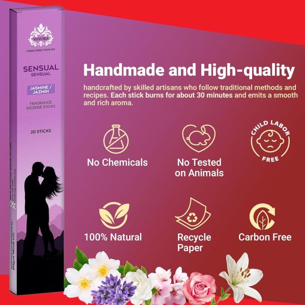 Aromatic Incense Sticks Gift Set 120 Natural & Non-Toxic Incense Sticks | 6 Soothing Scents | Home, Meditation, Relaxation & Yoga | Free Incense Holder | Perfect Valentines Day Gift - Image 10