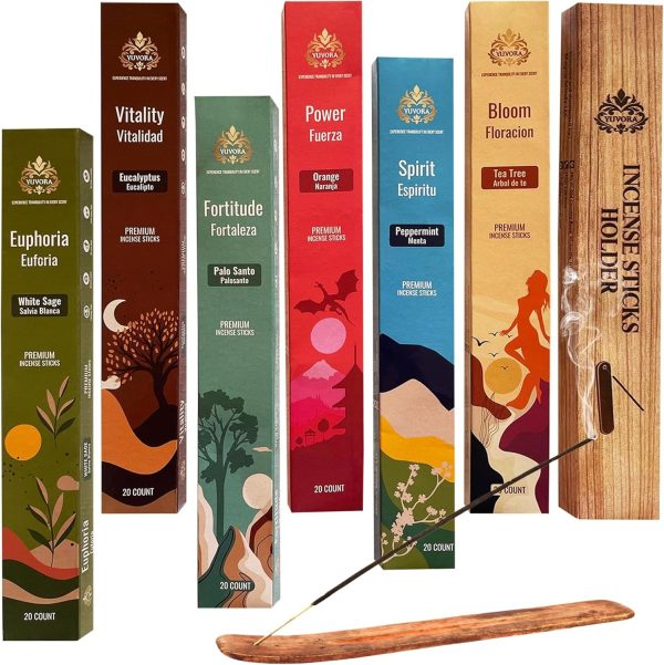 Aromatic Incense Sticks Gift Set 120 Natural & Non-Toxic Incense Sticks | 6 Soothing Scents | Home, Meditation, Relaxation & Yoga | Free Incense Holder | Perfect Valentines Day Gift - Image 21