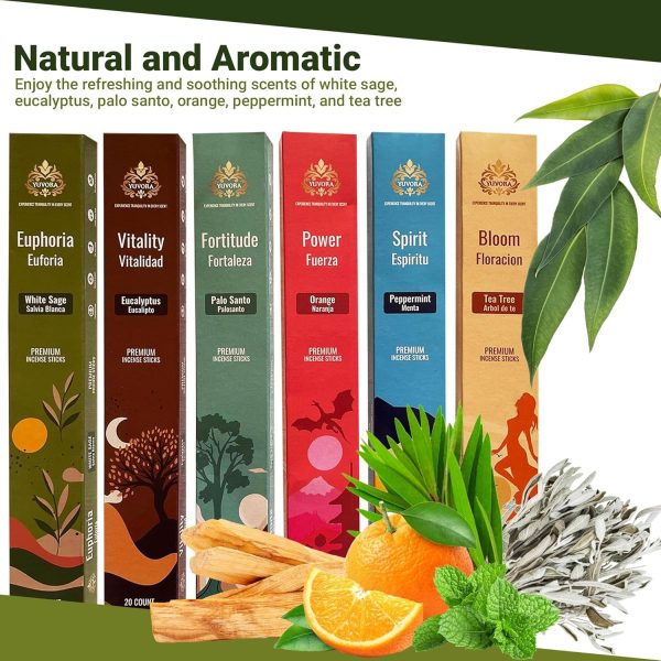 Aromatic Incense Sticks Gift Set 120 Natural & Non-Toxic Incense Sticks | 6 Soothing Scents | Home, Meditation, Relaxation & Yoga | Free Incense Holder | Perfect Valentines Day Gift - Image 23