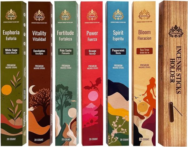 Aromatic Incense Sticks Gift Set 120 Natural & Non-Toxic Incense Sticks | 6 Soothing Scents | Home, Meditation, Relaxation & Yoga | Free Incense Holder | Perfect Valentines Day Gift - Image 28