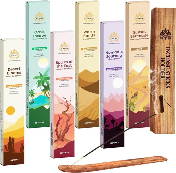 Aromatic Incense Sticks Gift Set 120 Natural & Non-Toxic Incense Sticks | 6 Soothing Scents | Home, Meditation, Relaxation & Yoga | Free Incense Holder | Perfect Valentines Day Gift - Image 29