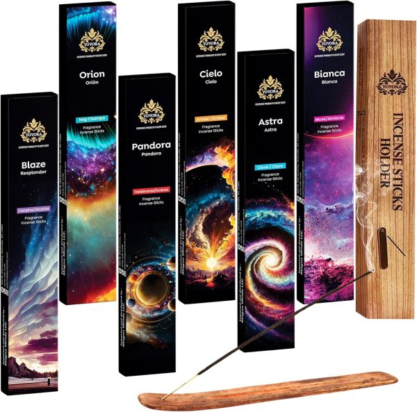 Aromatic Incense Sticks Gift Set 120 Natural & Non-Toxic Incense Sticks | 6 Soothing Scents | Home, Meditation, Relaxation & Yoga | Free Incense Holder | Perfect Valentines Day Gift - Image 36