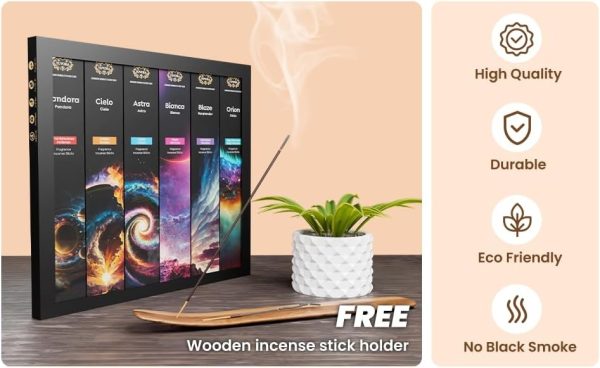 Aromatic Incense Sticks Gift Set 120 Natural & Non-Toxic Incense Sticks | 6 Soothing Scents | Home, Meditation, Relaxation & Yoga | Free Incense Holder | Perfect Valentines Day Gift - Image 42