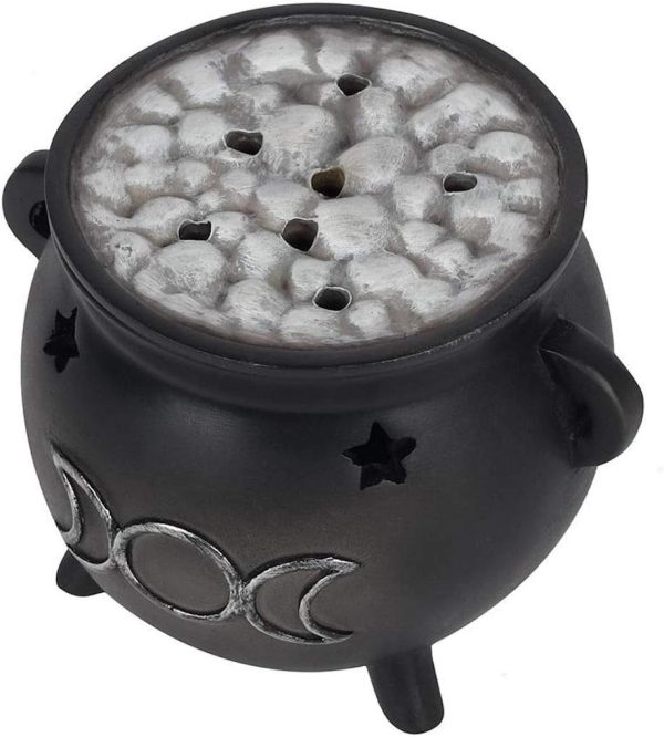 Green Tree Triple Moon Cauldron Incense Holder, Black - Image 5