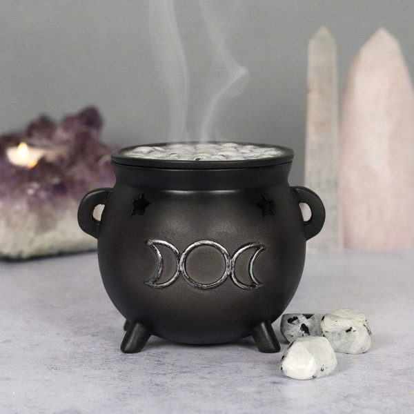 Green Tree Triple Moon Cauldron Incense Holder, Black - Image 3