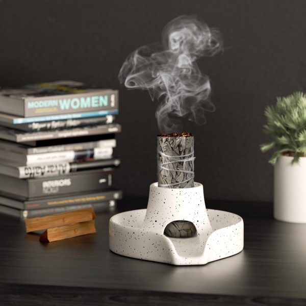 Incense Holder Palo Santo Holder White Sage Smudge Holder Smudge Stick Bowl Ceramics Burning Bowl for White Sage/Palo Santo Stick/Incense,Easy to Clean 3 in 1 White Sage Bundle Smudge Bowl (Gray) - Image 5