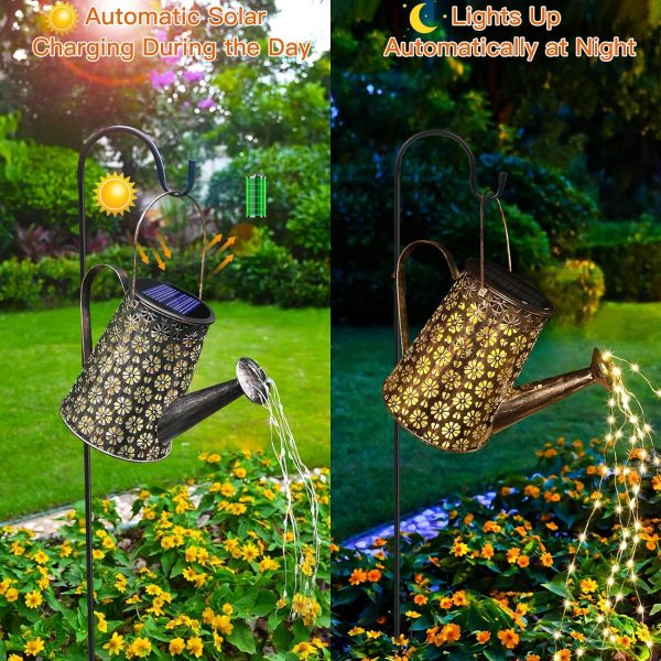 Solar Watering Can with Lights,Solar Outdoor Garden Decor Waterproof Large Hanging Lantern Landscape Lights Outside Decorations for Yard Clearance Porch Patio Pathway Gardening Gift - Image 4