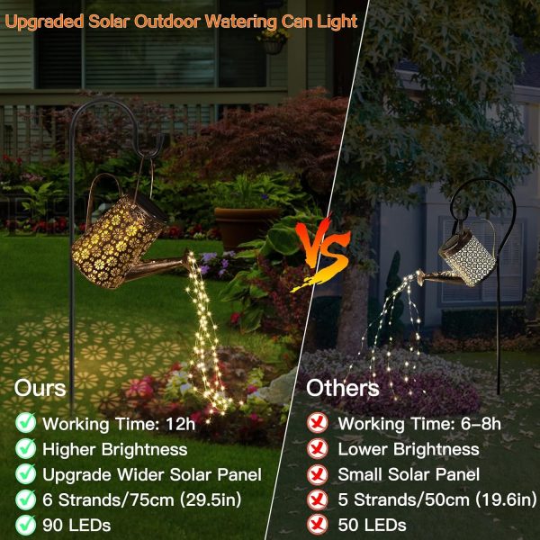 Solar Watering Can with Lights,Solar Outdoor Garden Decor Waterproof Large Hanging Lantern Landscape Lights Outside Decorations for Yard Clearance Porch Patio Pathway Gardening Gift - Image 5