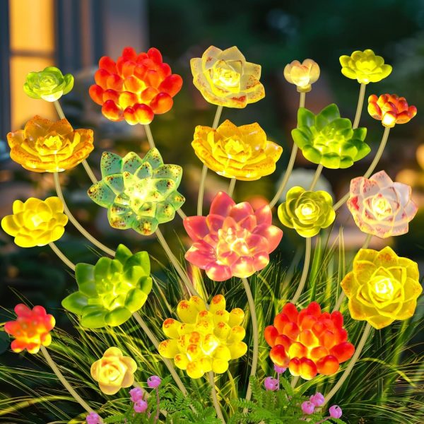 Solar Succulent Plant Lights - New Outdoor Waterproof Decorative Stake Lighting for Garden, Lawn, Patio & Balcony, Thoughtful Gift for Garden Lovers Housewarming Gift - Image 3