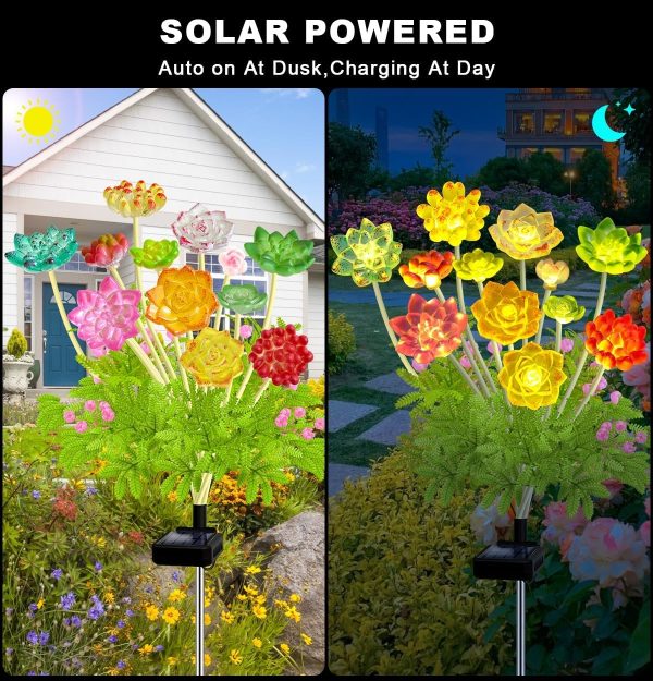 Solar Succulent Plant Lights - New Outdoor Waterproof Decorative Stake Lighting for Garden, Lawn, Patio & Balcony, Thoughtful Gift for Garden Lovers Housewarming Gift - Image 6