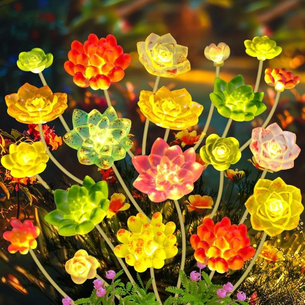 Solar Succulent Plant Lights - New Outdoor Waterproof Decorative Stake Lighting for Garden, Lawn, Patio & Balcony, Thoughtful Gift for Garden Lovers Housewarming Gift - Image 9