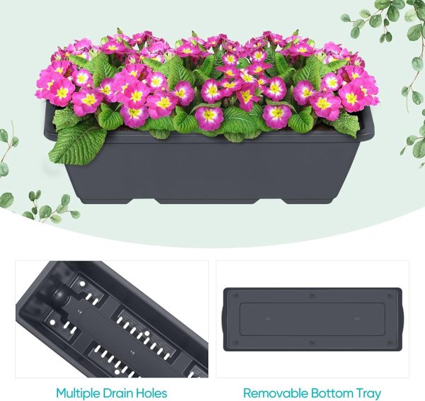 Vertical Garden Planter 3 Tier Raised Garden Bed Herb Garden Planter Outdoor Standing Garden Planter Box with Drainage Holes Removable Tray for Patio Balcony Porch Grey - Image 4