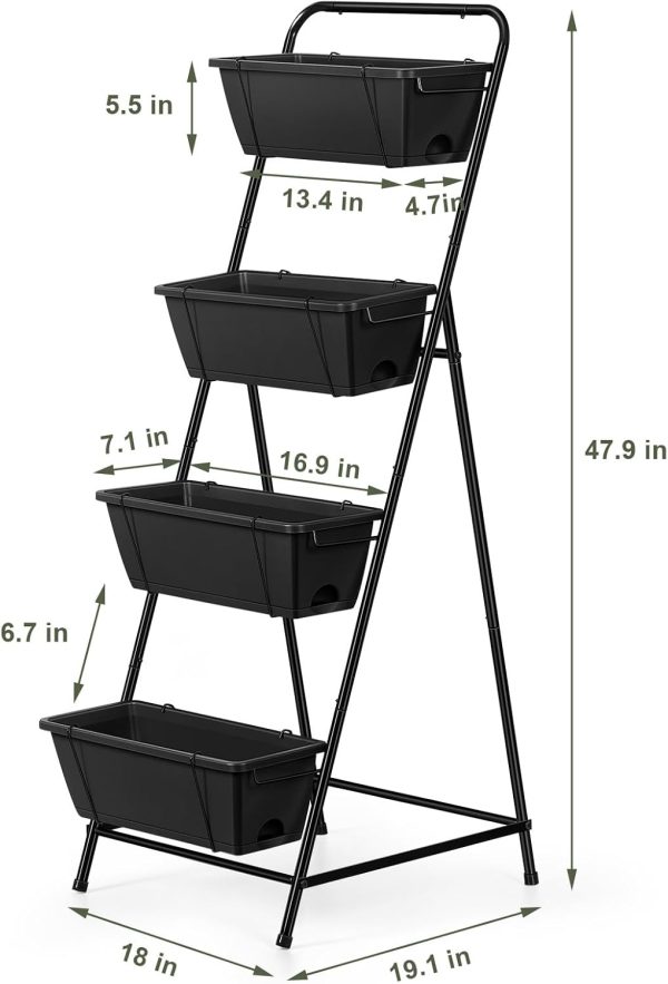 Vertical Garden Planter 3 Tier Raised Garden Bed Herb Garden Planter Outdoor Standing Garden Planter Box with Drainage Holes Removable Tray for Patio Balcony Porch Grey - Image 10