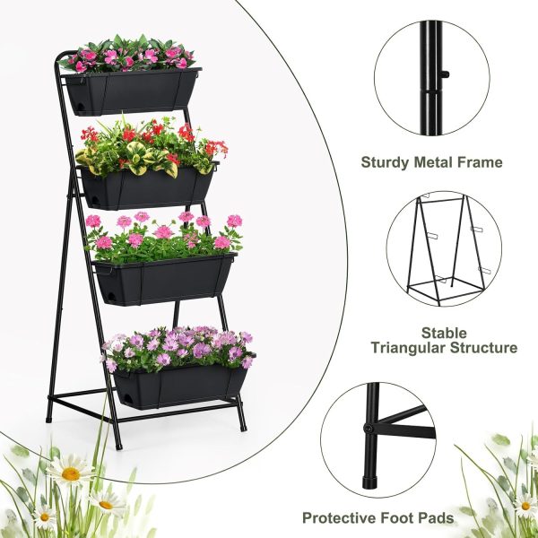 Vertical Garden Planter 3 Tier Raised Garden Bed Herb Garden Planter Outdoor Standing Garden Planter Box with Drainage Holes Removable Tray for Patio Balcony Porch Grey - Image 13