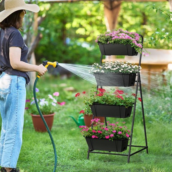 Vertical Garden Planter 3 Tier Raised Garden Bed Herb Garden Planter Outdoor Standing Garden Planter Box with Drainage Holes Removable Tray for Patio Balcony Porch Grey - Image 14