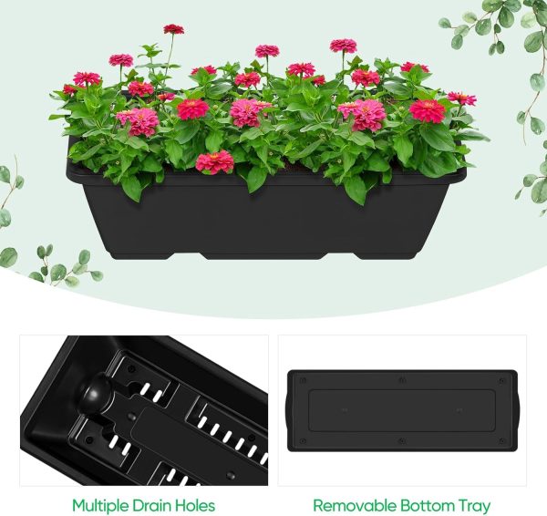 Vertical Garden Planter 3 Tier Raised Garden Bed Herb Garden Planter Outdoor Standing Garden Planter Box with Drainage Holes Removable Tray for Patio Balcony Porch Grey - Image 34