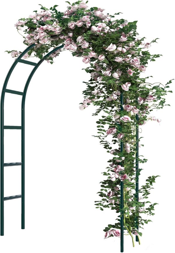 RUBFAC Metal Garden Arch, Wedding & Event Decoration, Garden Trellis for Climbing Plants, Assemble Freely 2 Sizes for Various Climbing Plant Roses Vines Bridal Party Decoration, Army Green, 1 Pack