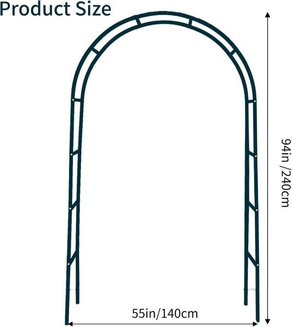 RUBFAC Metal Garden Arch, Wedding & Event Decoration, Garden Trellis for Climbing Plants, Assemble Freely 2 Sizes for Various Climbing Plant Roses Vines Bridal Party Decoration, Army Green, 1 Pack - Image 3