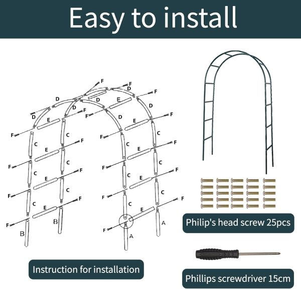 RUBFAC Metal Garden Arch, Wedding & Event Decoration, Garden Trellis for Climbing Plants, Assemble Freely 2 Sizes for Various Climbing Plant Roses Vines Bridal Party Decoration, Army Green, 1 Pack - Image 4