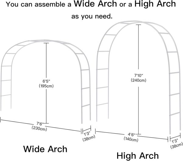 RUBFAC Metal Garden Arch, Wedding & Event Decoration, Garden Trellis for Climbing Plants, Assemble Freely 2 Sizes for Various Climbing Plant Roses Vines Bridal Party Decoration, Army Green, 1 Pack - Image 10