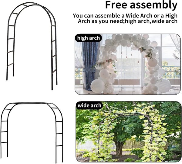 RUBFAC Metal Garden Arch, Wedding & Event Decoration, Garden Trellis for Climbing Plants, Assemble Freely 2 Sizes for Various Climbing Plant Roses Vines Bridal Party Decoration, Army Green, 1 Pack - Image 19