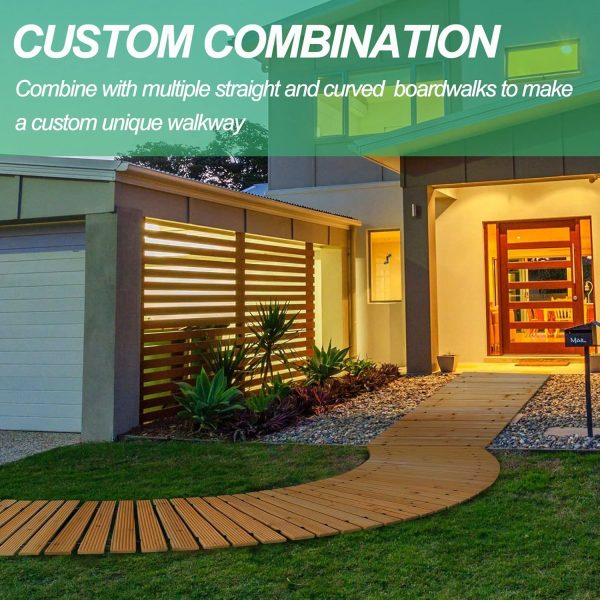 RELIANCER 8' Wooden Garden Pathway,Outdoor Roll Out Cedar Straight Walkway,Patio Path Decorative Garden Boardwalk Walkways,Weather-Resistant Roll Up Beach Wood Road Floor,Wedding Party Pathways - Image 7