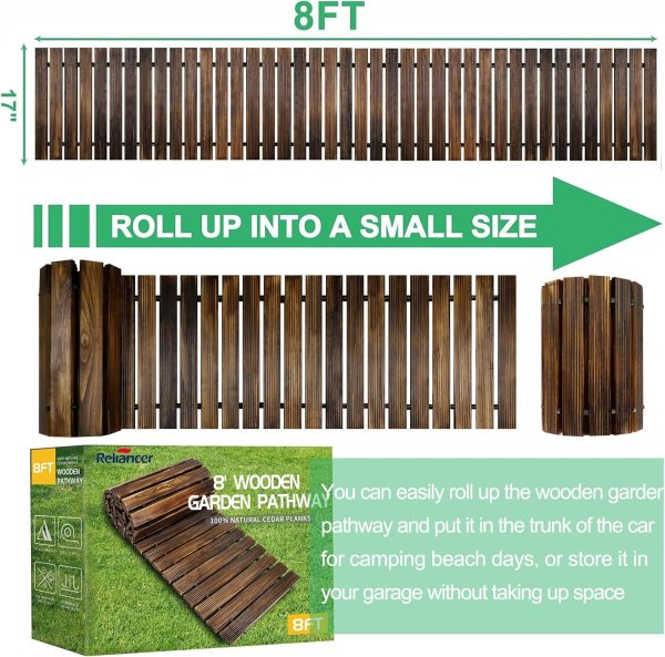 RELIANCER 8' Wooden Garden Pathway,Outdoor Roll Out Cedar Straight Walkway,Patio Path Decorative Garden Boardwalk Walkways,Weather-Resistant Roll Up Beach Wood Road Floor,Wedding Party Pathways - Image 21