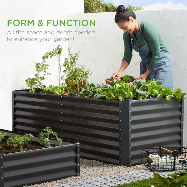 Best Choice Products 6x3x2ft Outdoor Metal Raised Garden Bed, Deep Root Box Planter for Vegetables, Flowers, Herbs, and Succulents w/ 269 Gallon Capacity - Gray - Image 7