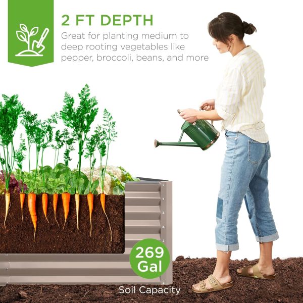 Best Choice Products 6x3x2ft Outdoor Metal Raised Garden Bed, Deep Root Box Planter for Vegetables, Flowers, Herbs, and Succulents w/ 269 Gallon Capacity - Gray - Image 10