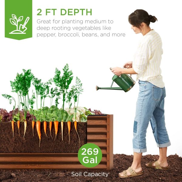 Best Choice Products 6x3x2ft Outdoor Metal Raised Garden Bed, Deep Root Box Planter for Vegetables, Flowers, Herbs, and Succulents w/ 269 Gallon Capacity - Gray - Image 47