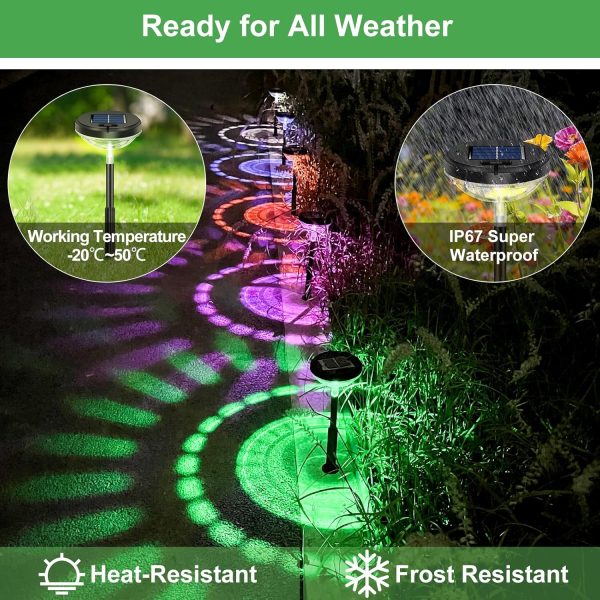 Nupostai Bright Solar Pathway Lights 8 Pack,Color Changing+Warm White LED Path Lights Outdoor,IP67 Waterproof, Solar Powered Garden Lights for Walkway Yard Backyard Lawn Landscape Decorative - Image 6